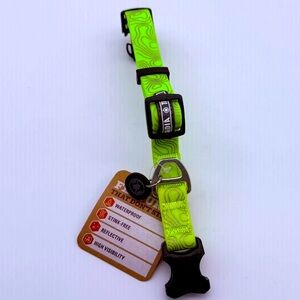 NEW Arcadia Trail Dog Collar Waterproof Reflective Small 10"-14" Green
